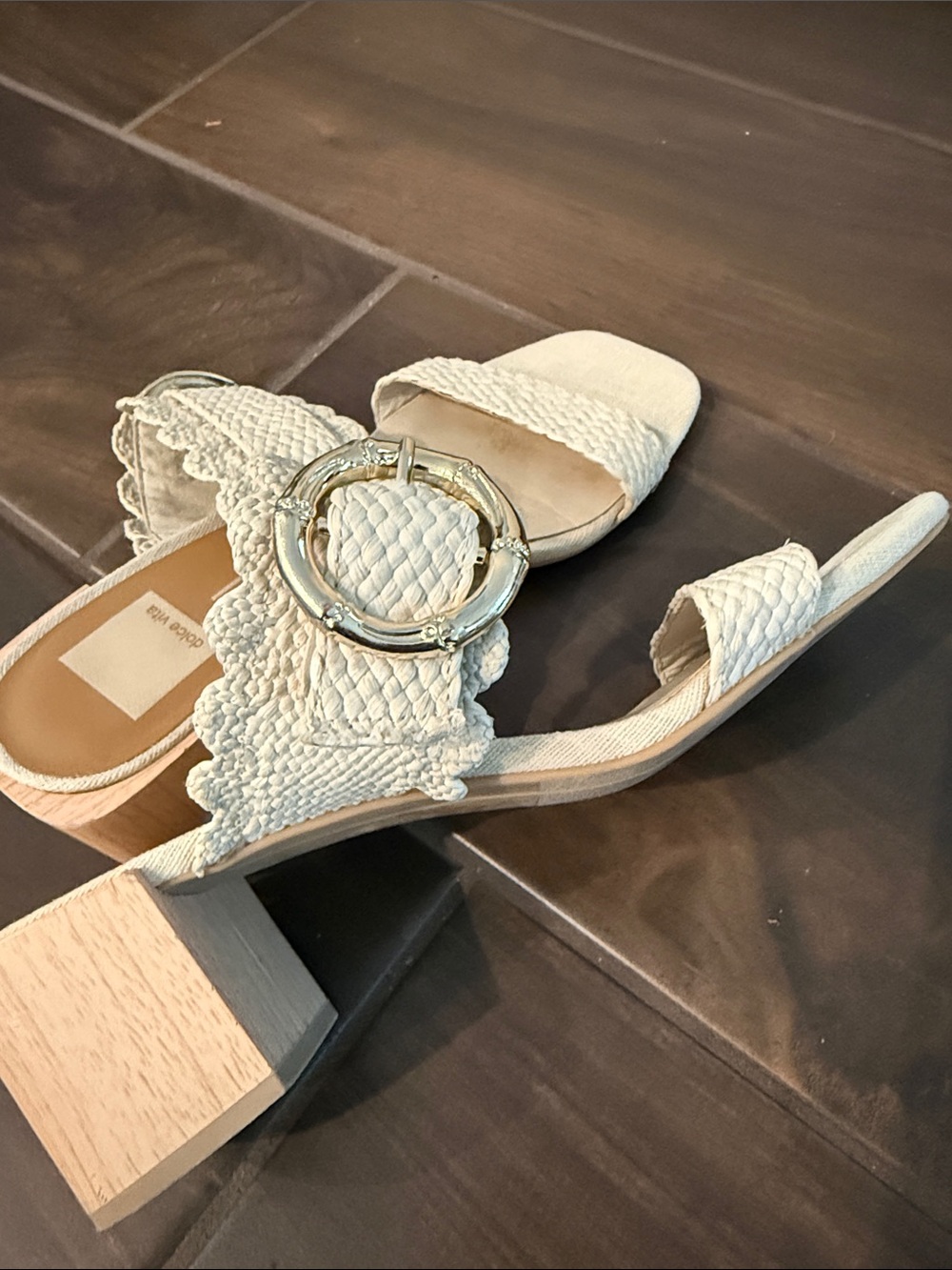 Dolce Vita Cream Braided Strap Block Heel Mules - Picture 2 of 3